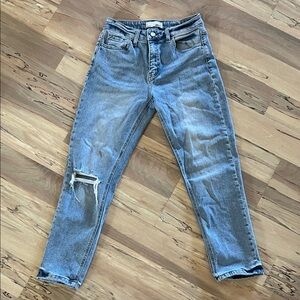 VERVET BY FLYING MONKEY Light Blue Cropped Distressed Ankle Jeans